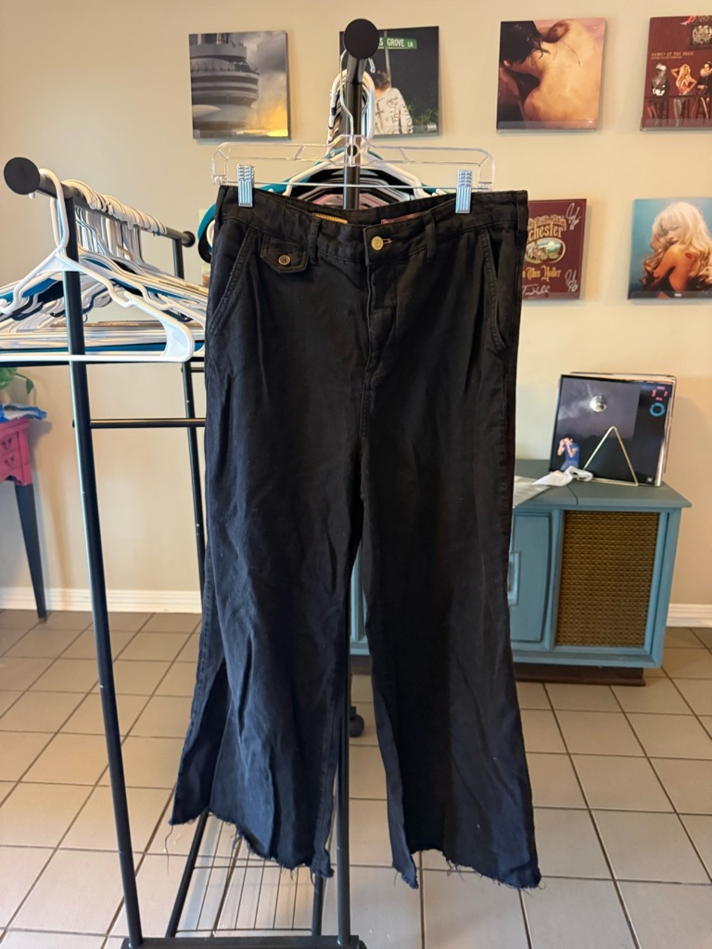 Pilcro and the Letterpress Black Wide Leg Jeans